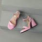 Women's Round Toe Chunky Heel Sandals – Buckle Strap Block Heel FitiqueFit