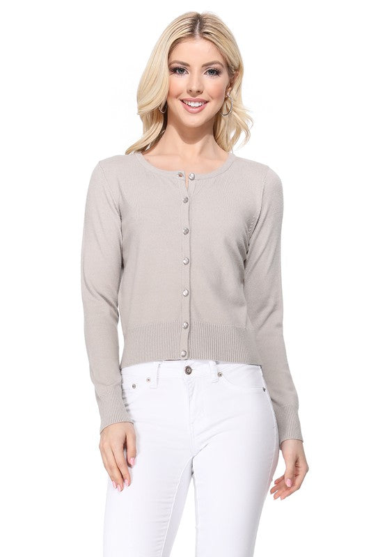 Gem Button Crew Neck Long Sleeve Sweater Cardigan Shop Style & More | Fresh Looks, Everyday Deals & Free Shipping