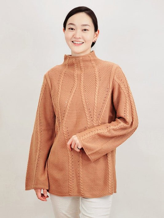 Mock Neck Cable Knitted Tunic Pullover Sweater Shop Style & More | Fresh Looks, Everyday Deals & Free Shipping