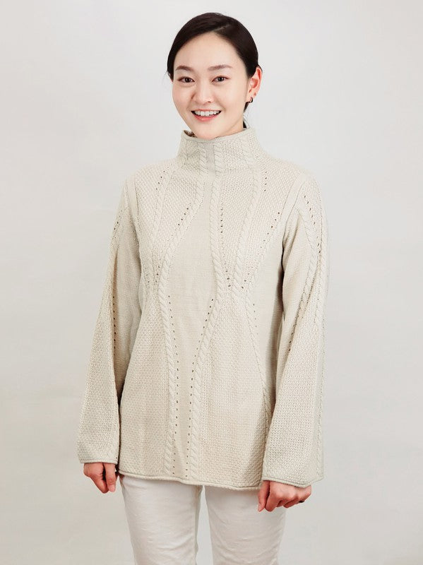 Mock Neck Cable Knitted Tunic Pullover Sweater Shop Style & More | Fresh Looks, Everyday Deals & Free Shipping