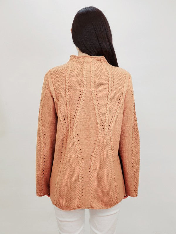 Mock Neck Cable Knitted Tunic Pullover Sweater Shop Style & More | Fresh Looks, Everyday Deals & Free Shipping