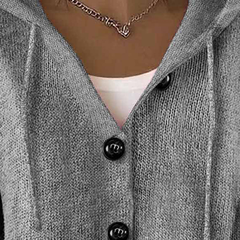 Women’s Button-Down Hoodie Cardigan Sweater Coat FitiqueFit
