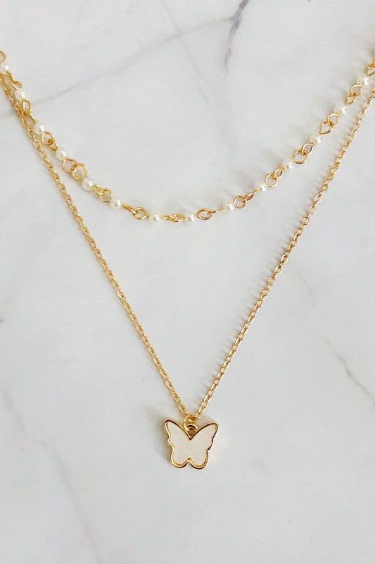 Layered Pearl Chain Butterfly Necklace Shop Style & More | Fresh Looks, Everyday Deals & Free Shipping