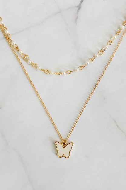 Layered Pearl Chain Butterfly Necklace Shop Style & More | Fresh Looks, Everyday Deals & Free Shipping