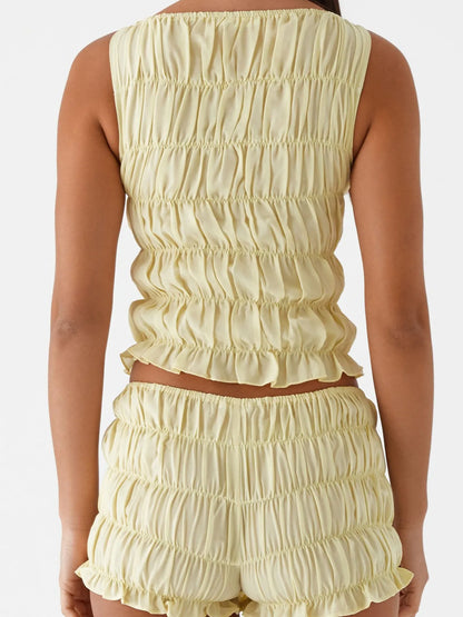 Ruched Texture Tank and Shorts Two-Piece Set New Era Fashion LLc