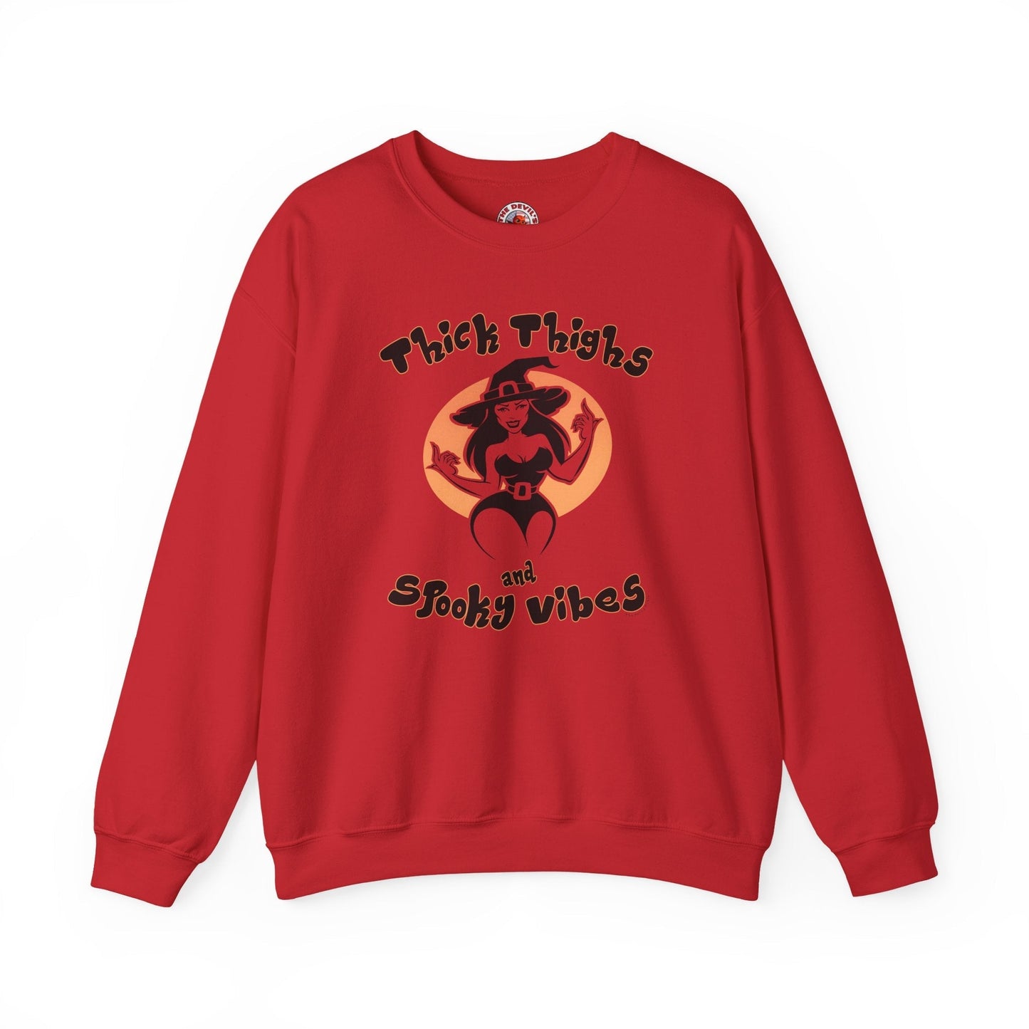 Thick Thighs and Spooky Vibes Crewneck Sweatshirt The Devil's Pickle