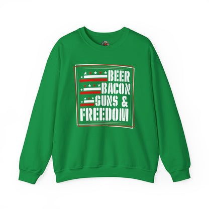 Beer Bacon Guns and Freedom Crewneck Sweatshirt The Devil's Pickle