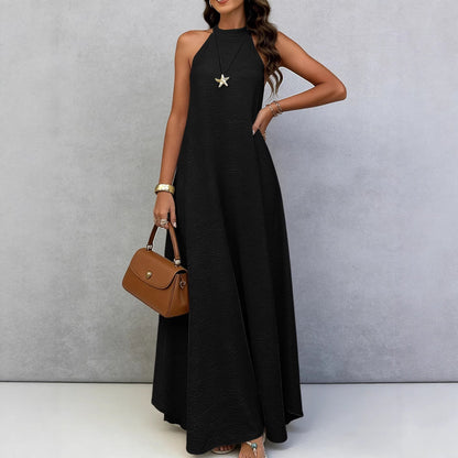 Women's Ice Silk Crinkle Sleeveless Swing Maxi Dress FitiqueFit