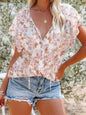 Full Size Floral Print V-Neck Shirt Plus Size New Era Fashion LLc