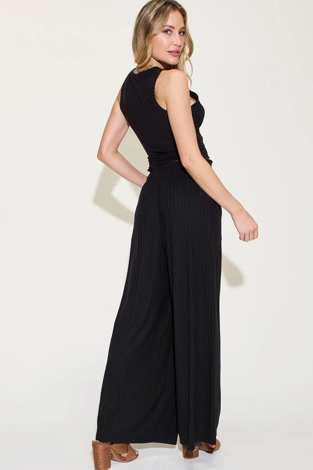 Basic Bae Full Size Ribbed Tank and Wide Leg Pants Set New Era Fashion LLc