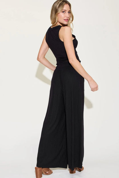 Basic Bae Full Size Ribbed Tank and Wide Leg Pants Set New Era Fashion LLc