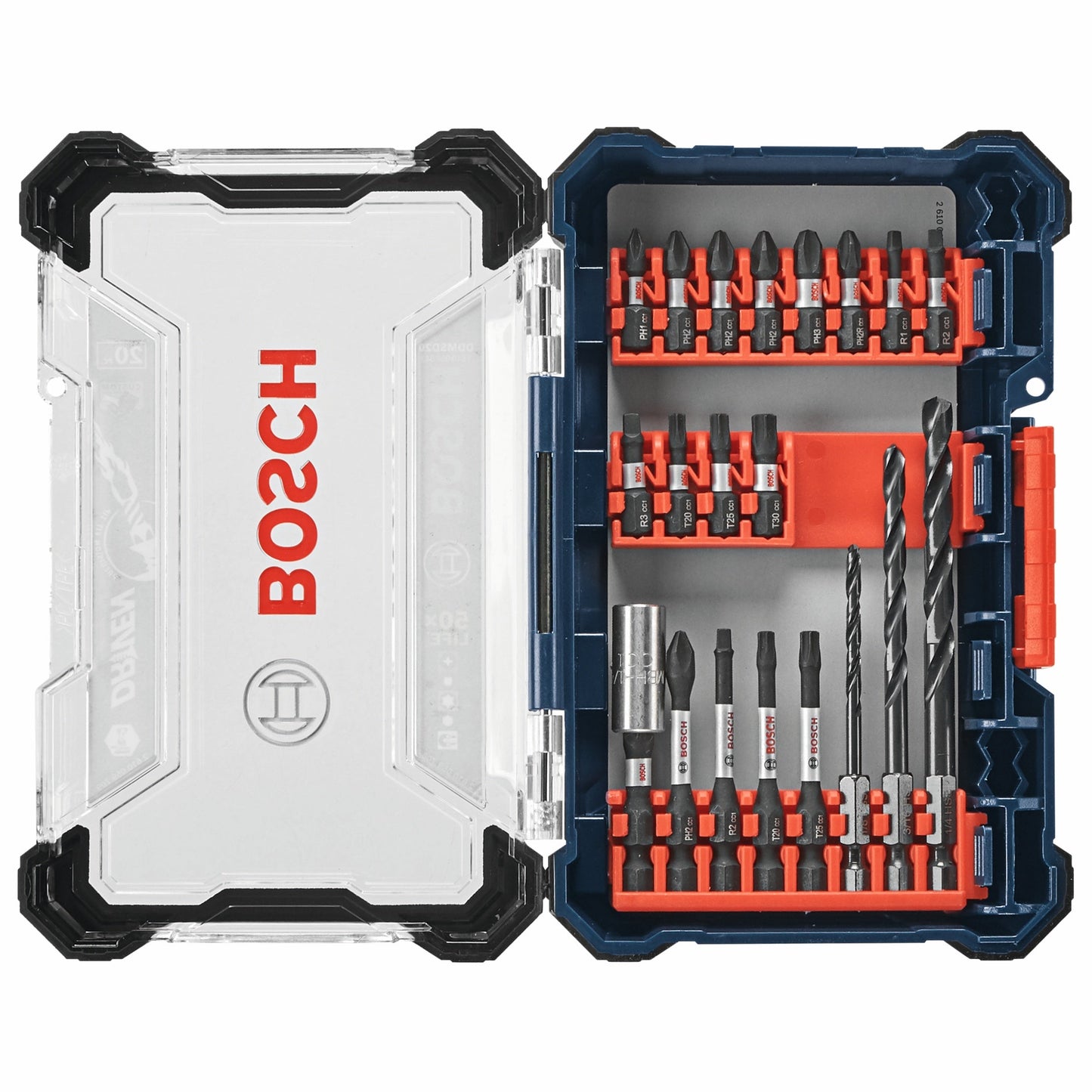BOSCH DDMSD20 20 pc. Driven Impact Screwdriving and Drilling Custom Case Set VM Hardware