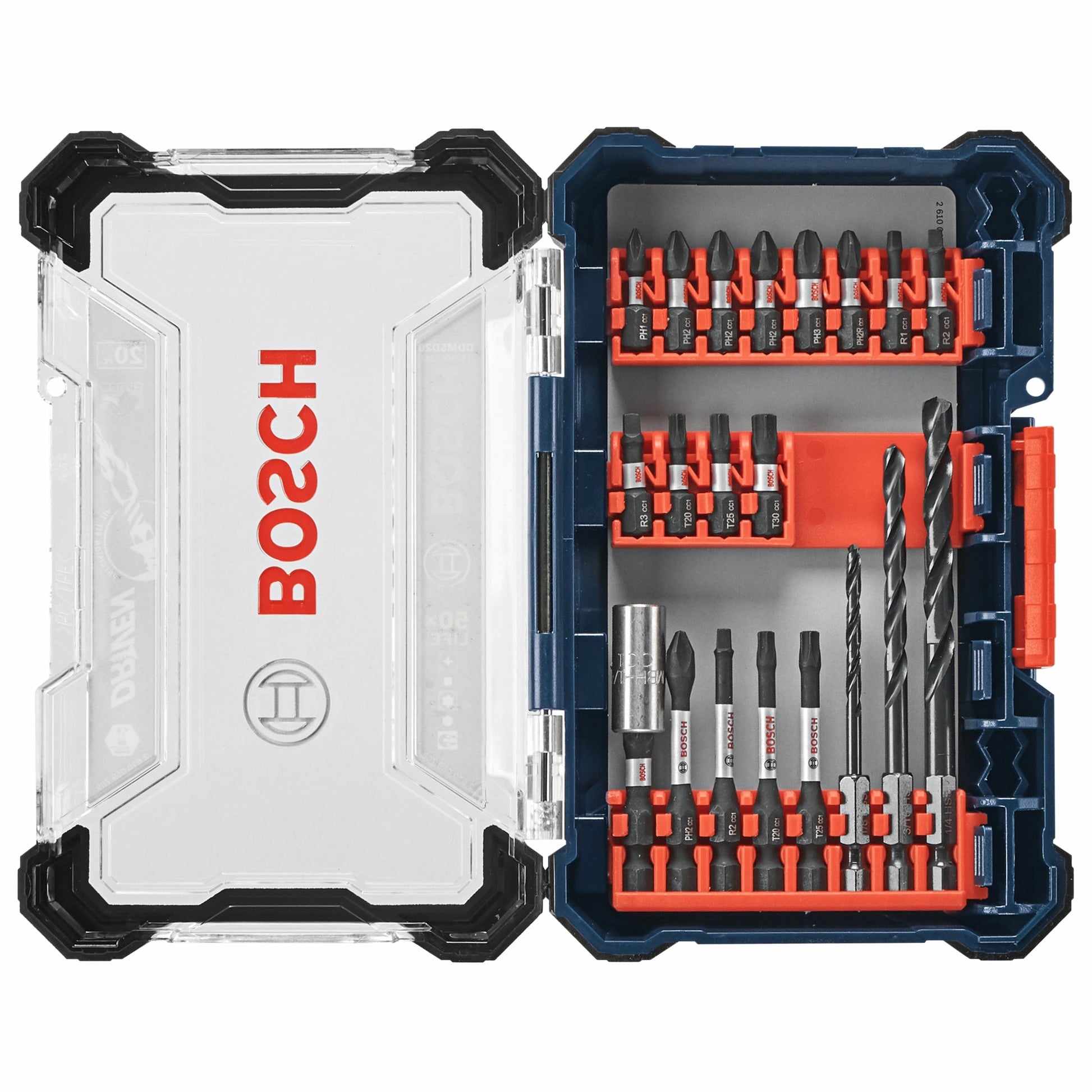 BOSCH DDMSD20 20 pc. Driven Impact Screwdriving and Drilling Custom Case Set VM Hardware
