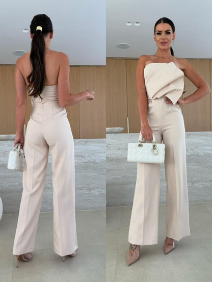 Candy-Colored Bodycon Halterneck Backless High-Waist Wide-Leg Jumpsuit FitiqueFit