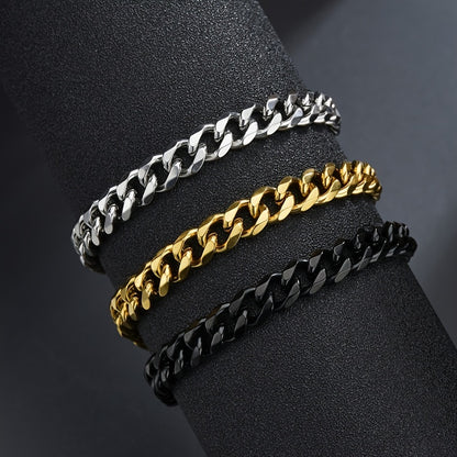 3/5/7/mm Fashion Simple Stainless Steel Cuban Chain Bracelet For Men And Women NovaCart