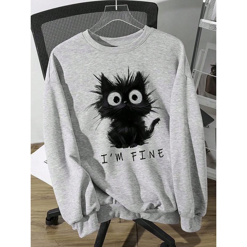 Women's Cute Kitten Graphic Sweatshirt FitiqueFit