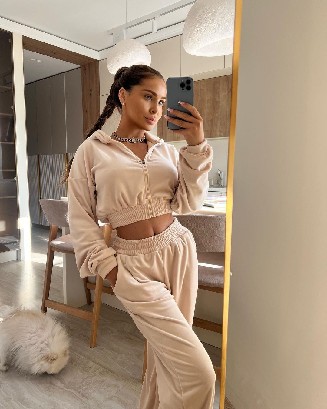 Women's Long-sleeved Zip Hoodie Two-piece Set See size chart under “more details” The Fashion Celestial