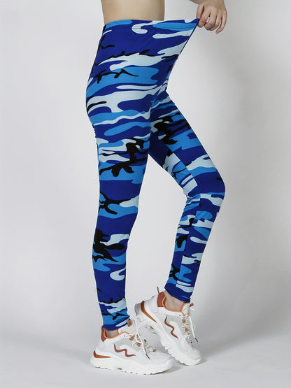 Camouflage Gray-Green Women's Casual Leggings, Cropped Length NovaCart
