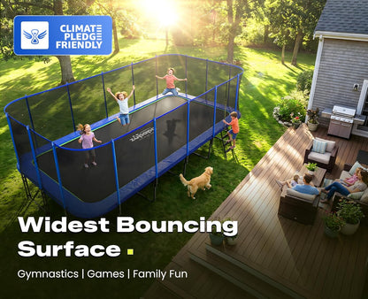 2500LBS Weight Capacity Rectangle Trampoline 13X23Ft Outdoor Square Gymnastics Trampolines with 10-Year Quality Assurance for Kids Adults Large Commercial Grade Rectangular Pro Trampoline