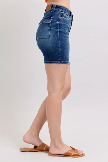 Judy Blue Full Size High Waist Bermudas Jeans W/ Back Flap Pockets Plus Size New Era Fashion LLc