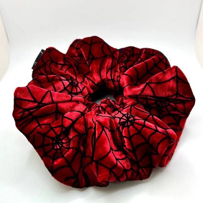 Red Spiderweb Crushed Velvet Scrunchie Enchanted Scrunch