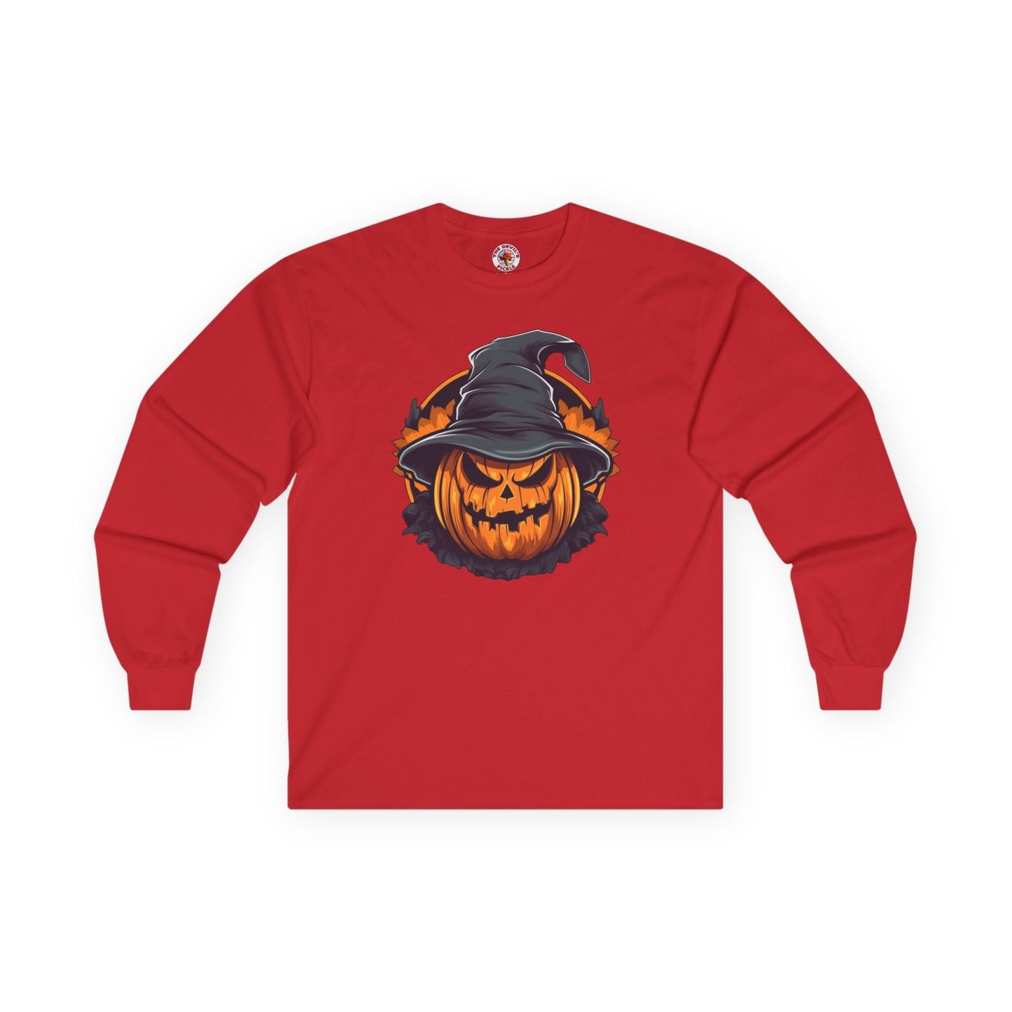 Scary Witch Pumpkin Halloween Long Sleeve Tee The Devil's Pickle