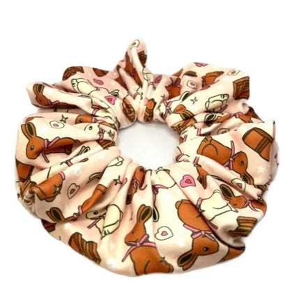Chocolate Bunny Easter Poly Scrunchie Enchanted Scrunch