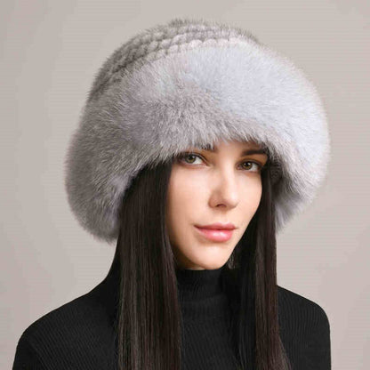 Women’s Mink Hair Winter Hat – Braided Fur Warm Elegant Beanie FitiqueFit