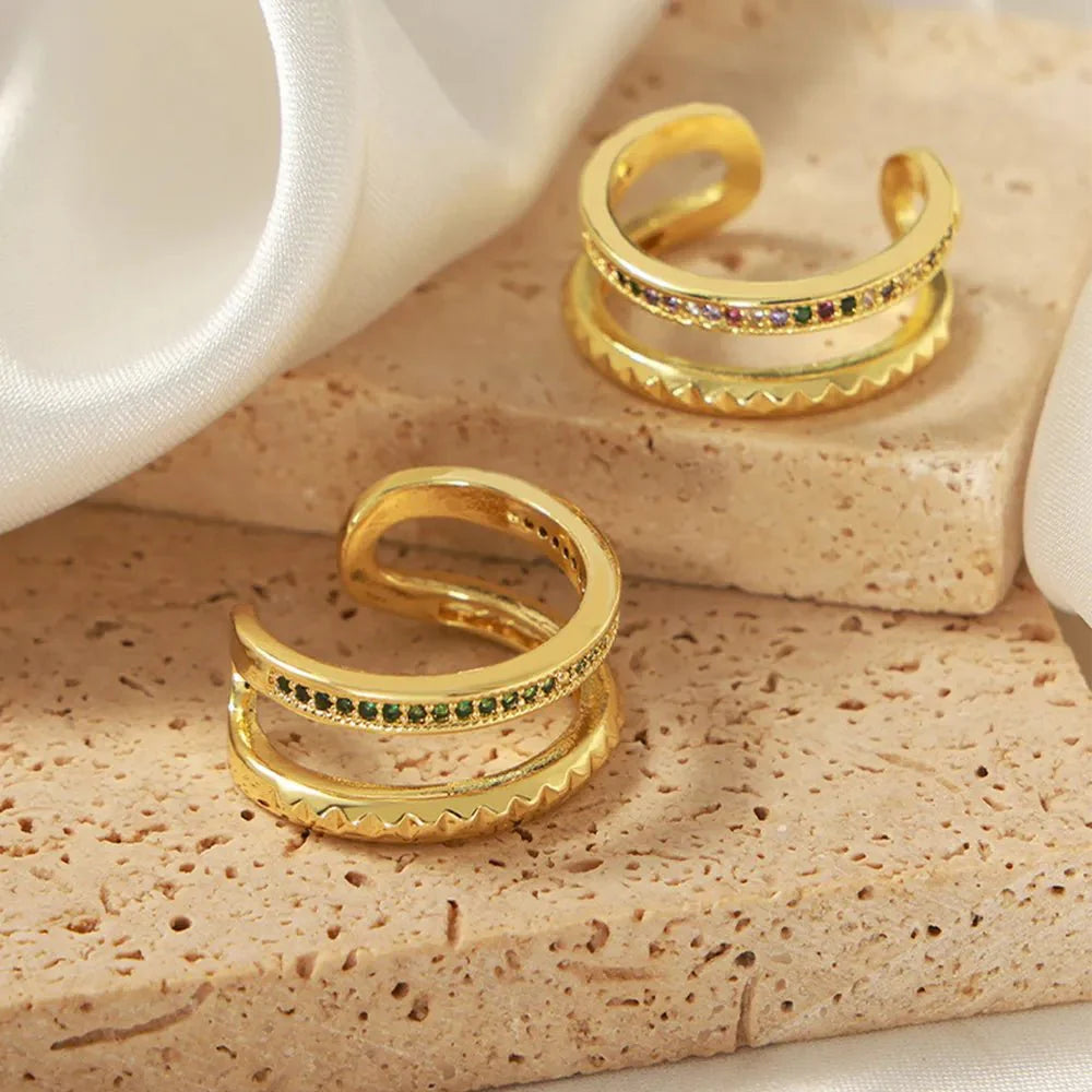 GlimmerFold Dual Band Ring Ivory Embers
