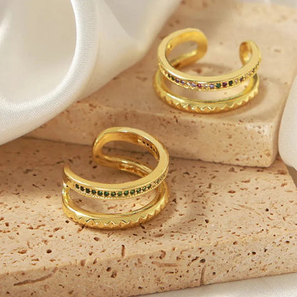 GlimmerFold Dual Band Ring Ivory Embers