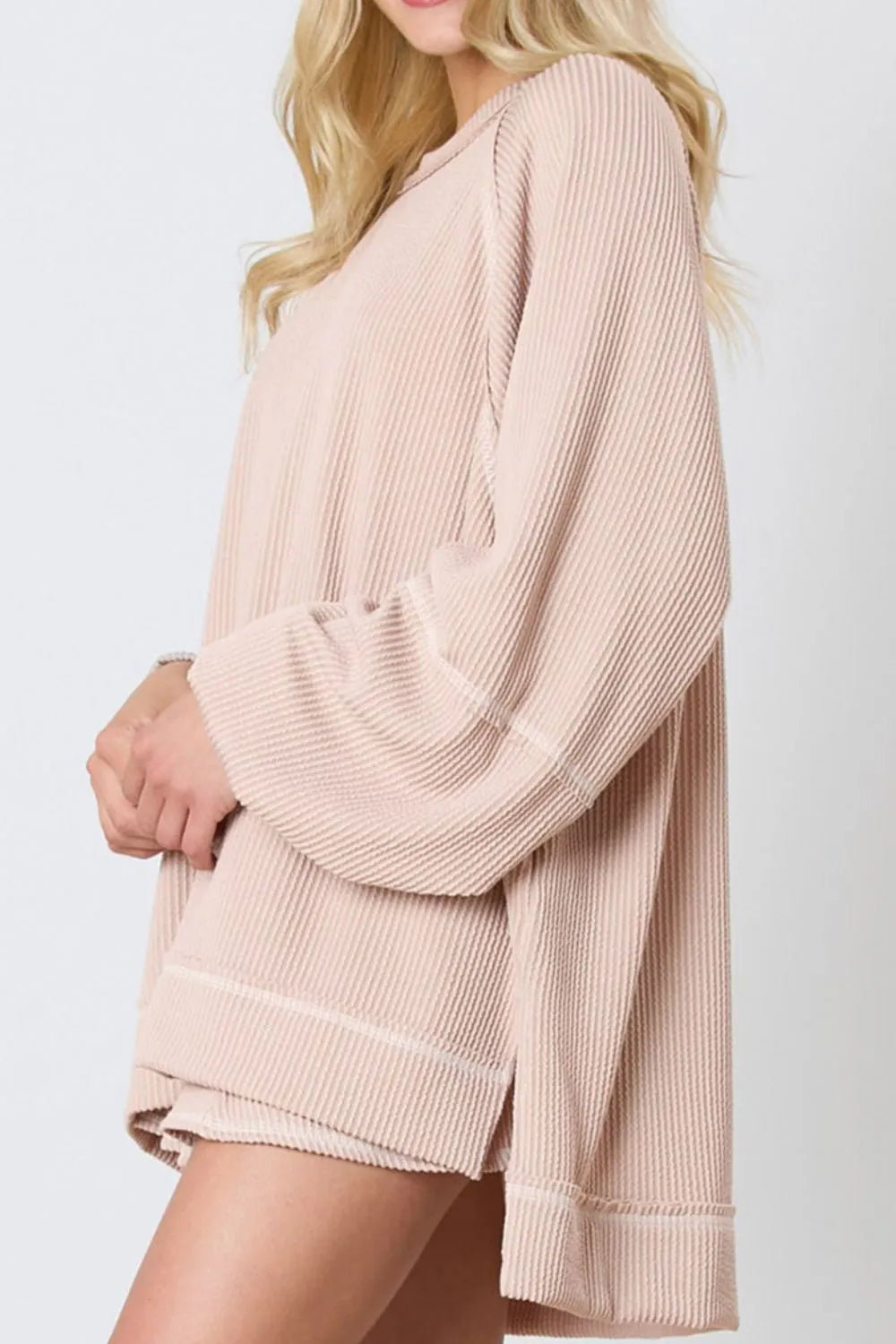 Texture Round Neck Long Sleeve Top and Skirt Set See size chart under “more details” The Fashion Celestial