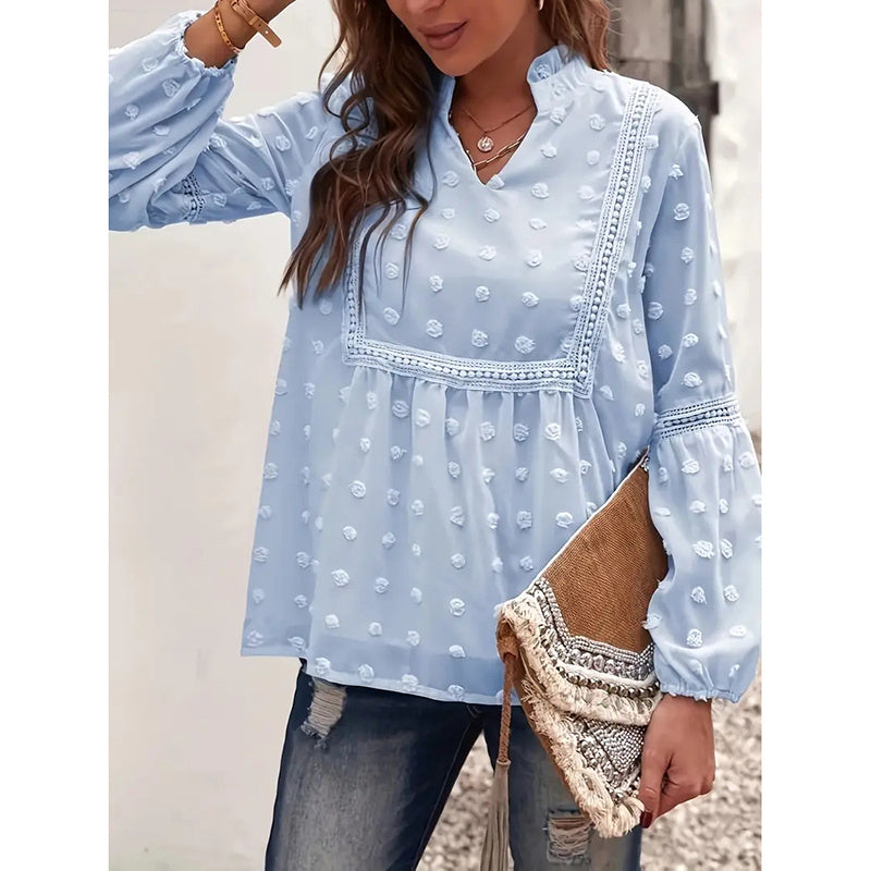 Women’s Long‑Sleeve V‑Neck Business Casual Blouse FitiqueFit
