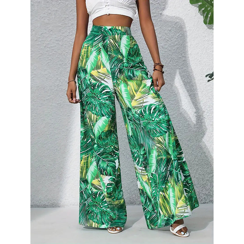 Women’s Printed High‑Waist Wide‑Leg Palazzo Pants FitiqueFit