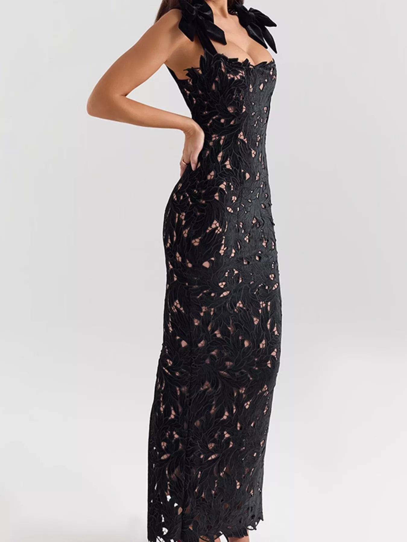 Slit Tie Shoulder Maxi Dress New Era Fashion LLc