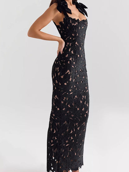 Slit Tie Shoulder Maxi Dress New Era Fashion LLc
