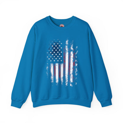 Distressed American Flag Crewneck Sweatshirt The Devil's Pickle