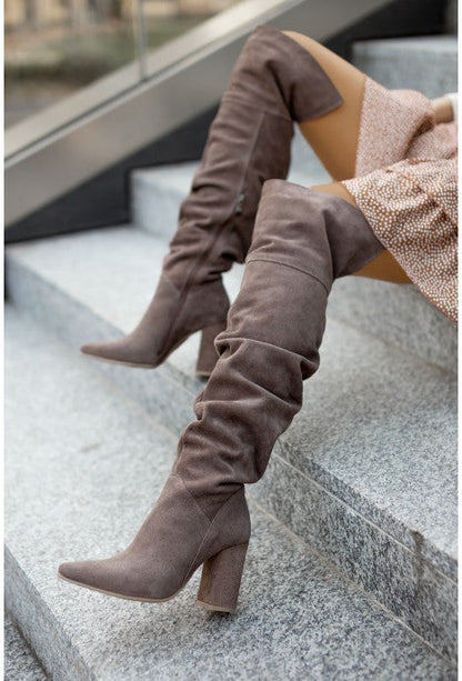 Fall Winter Fashion High Heel Pointed Toe Suede Women's Over-the-knee Boots See size chart under “more details” The Fashion Celestial