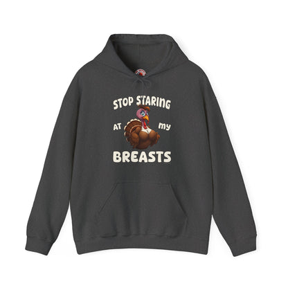Stop Staring At My Breasts Hooded Sweatshirt The Devil's Pickle