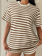 Striped Round Neck Top and Shorts Set New Era Fashion LLc