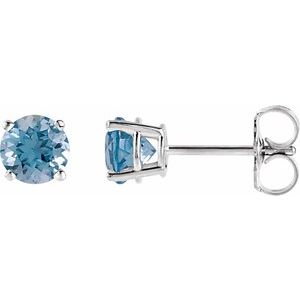 14K White 5 mm Natural Aquamarine Earrings Ethereal Legacy Boutiques
