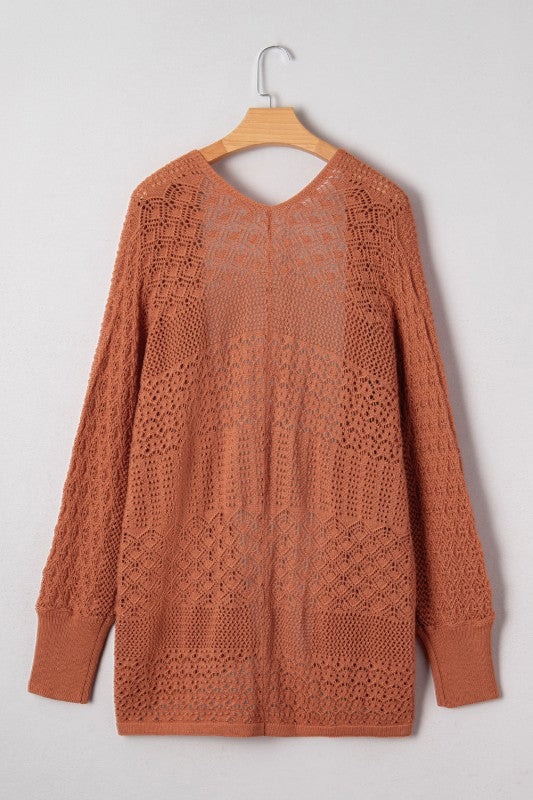 Plus Size Solid Pointelle Knit Open Front Cardigan Shop Style & More | Fresh Looks, Everyday Deals & Free Shipping