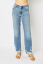 Judy Blue Full Size High Waist Straight Jeans with Heavy Destroy Plus Size Garden Naked Curves