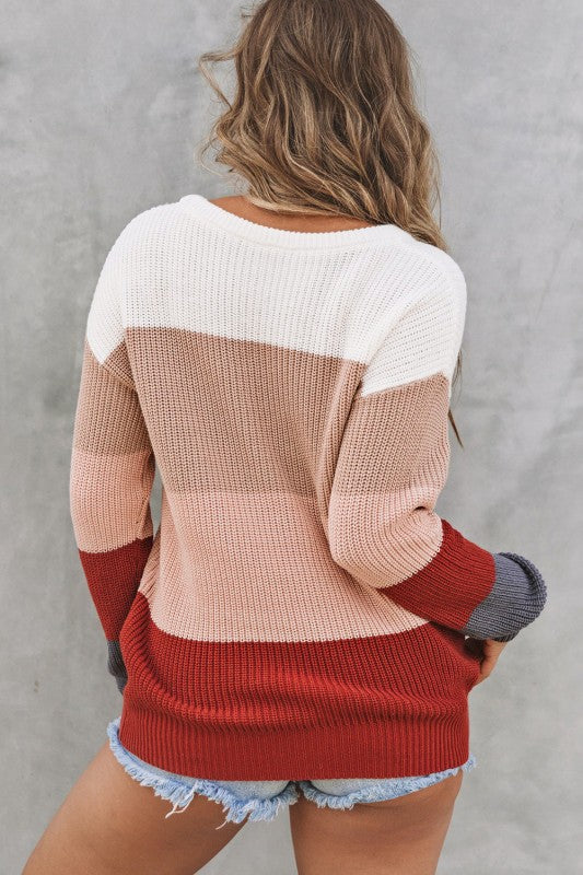 Colorblock Stripe Round Neck Pullover Sweater Shop Style & More | Fresh Looks, Everyday Deals & Free Shipping