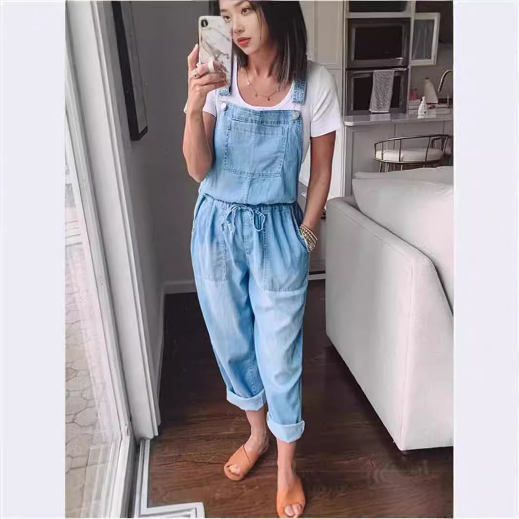 Women's Cotton Sleeveless Wide-Leg Overall Jumpsuit Pants FitiqueFit