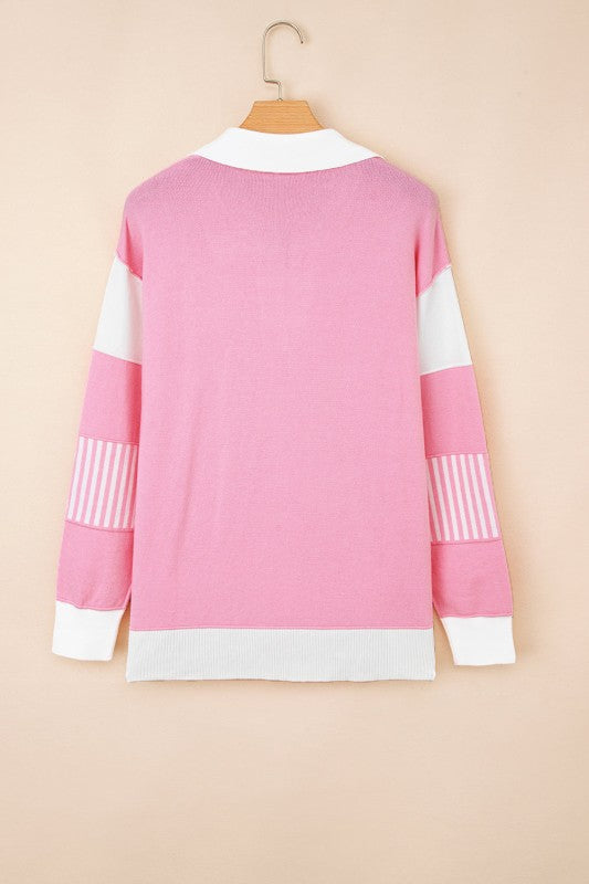 Stripe Colorblock Collared Drop Shoulder Sweater Shop Style & More | Fresh Looks, Everyday Deals & Free Shipping