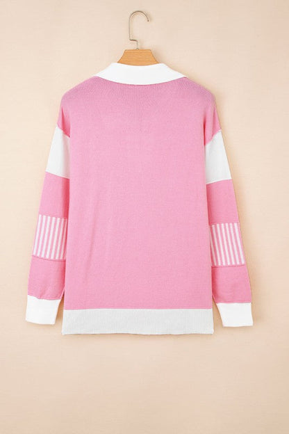 Stripe Colorblock Collared Drop Shoulder Sweater Shop Style & More | Fresh Looks, Everyday Deals & Free Shipping