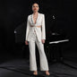 Women's Elegant Hollow-Out Long-Sleeve Suit Jacket & Pants Set FitiqueFit