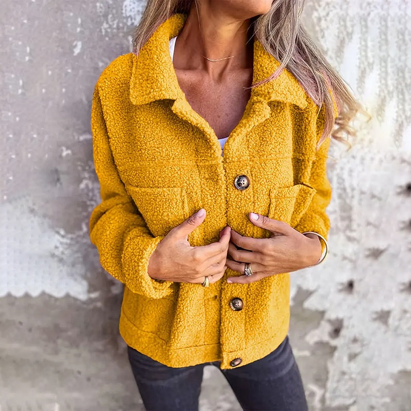 Plus Size Women’s Solid Color Sherpa Jacket FitiqueFit