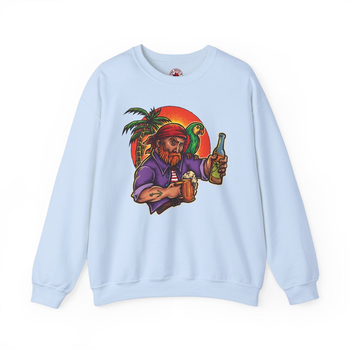 Sunset Pirate Beer Crewneck Sweatshirt The Devil's Pickle