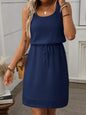 Breezy Waffle-Knit Drawstring Mini Tank Dress Country in My Heart
